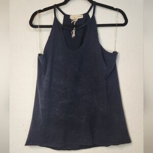 Gilded Intent Navy Tank with Keyhole Neckline, Size L